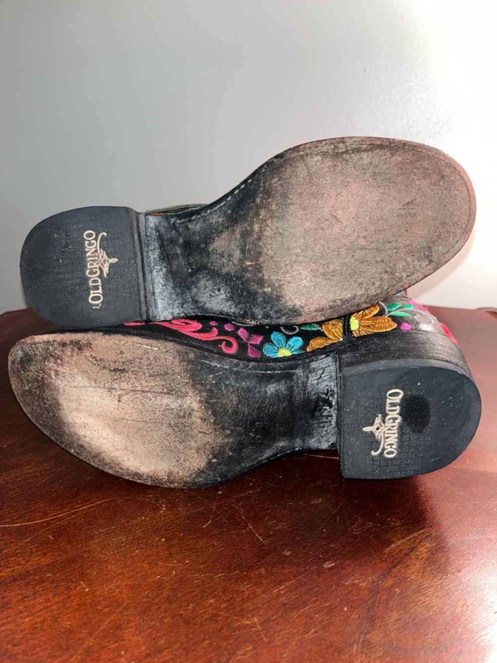 Old Gringo Black Embroidered Sugar Skull Moto Boots with Multicolor Accents - Picture 7 of 9
